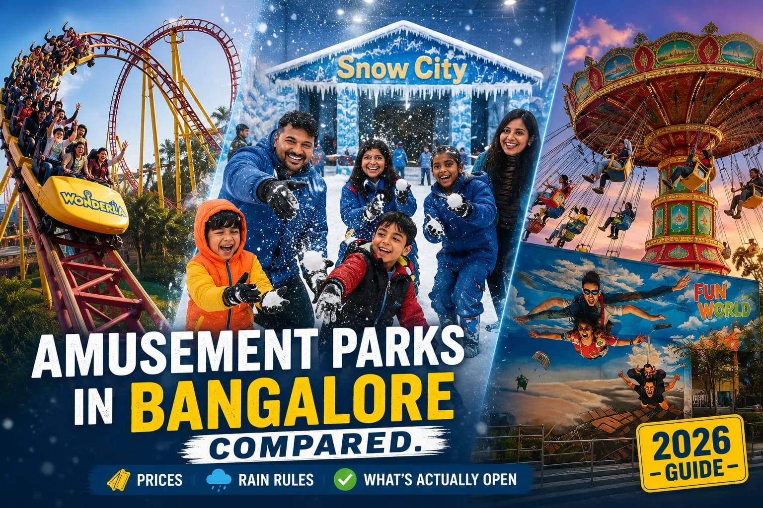 Amusement Parks in Bangalore Compared: Prices, Rain Rules, and What’s Actually Open (2026)